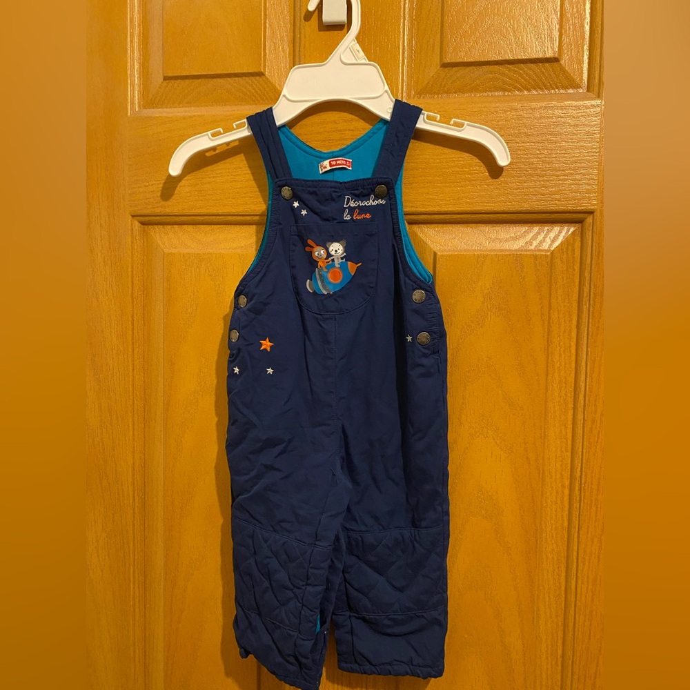 Charming Navy Kids Overalls with Embroidery